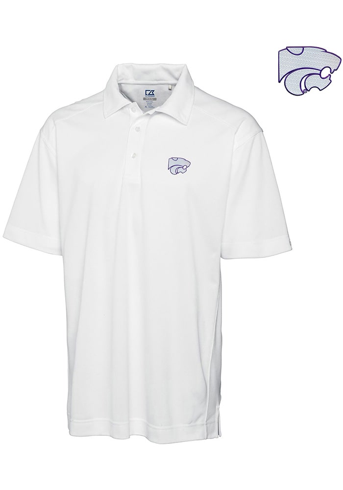 Cutter and Buck K-State Wildcats Mens White Genre Short Sleeve Polo