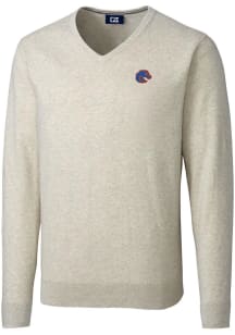 Cutter and Buck Boise State Broncos Mens Oatmeal Lakemont Long Sleeve Sweater