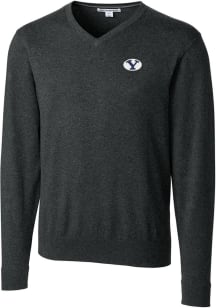 Cutter and Buck BYU Cougars Mens Charcoal Lakemont Long Sleeve Sweater