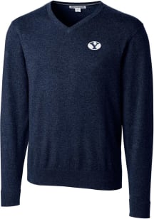 Cutter and Buck BYU Cougars Mens Navy Blue Lakemont Long Sleeve Sweater
