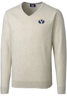 Cutter and Buck BYU Cougars Mens Oatmeal Lakemont Long Sleeve Sweater