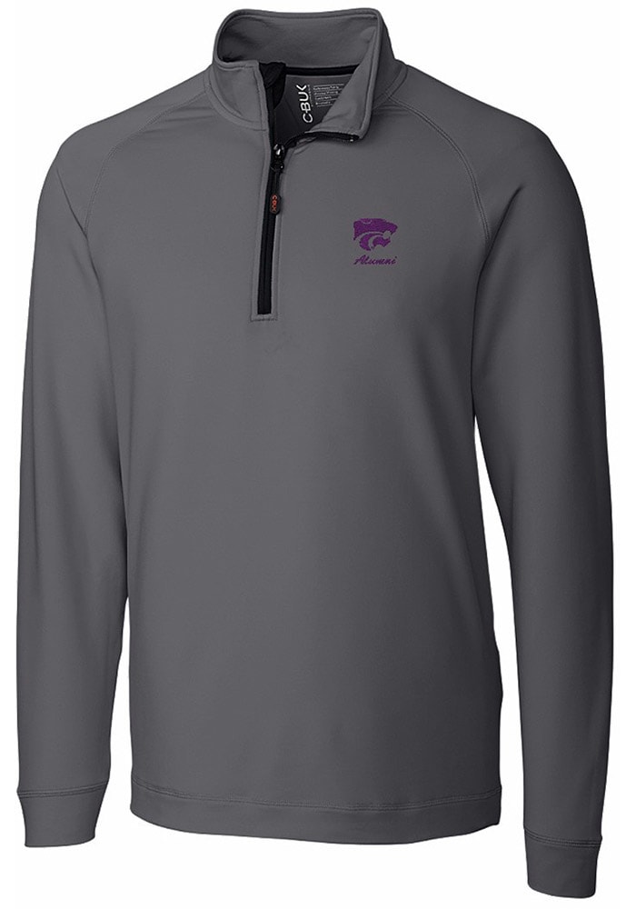 Cutter and Buck K-State Wildcats Mens Grey Jackson Long Sleeve 1/4 Zip Pullover