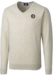 Cutter and Buck Florida State Seminoles Mens Oatmeal Lakemont Long Sleeve Sweater