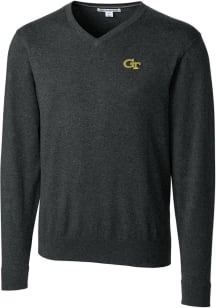 Cutter and Buck GA Tech Yellow Jackets Mens Grey Lakemont Long Sleeve Sweater