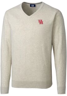 Cutter and Buck Houston Cougars Mens Oatmeal Lakemont Long Sleeve Sweater