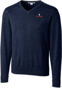 Cutter and Buck Illinois Fighting Illini Mens Navy Blue Lakemont Long Sleeve Sweater