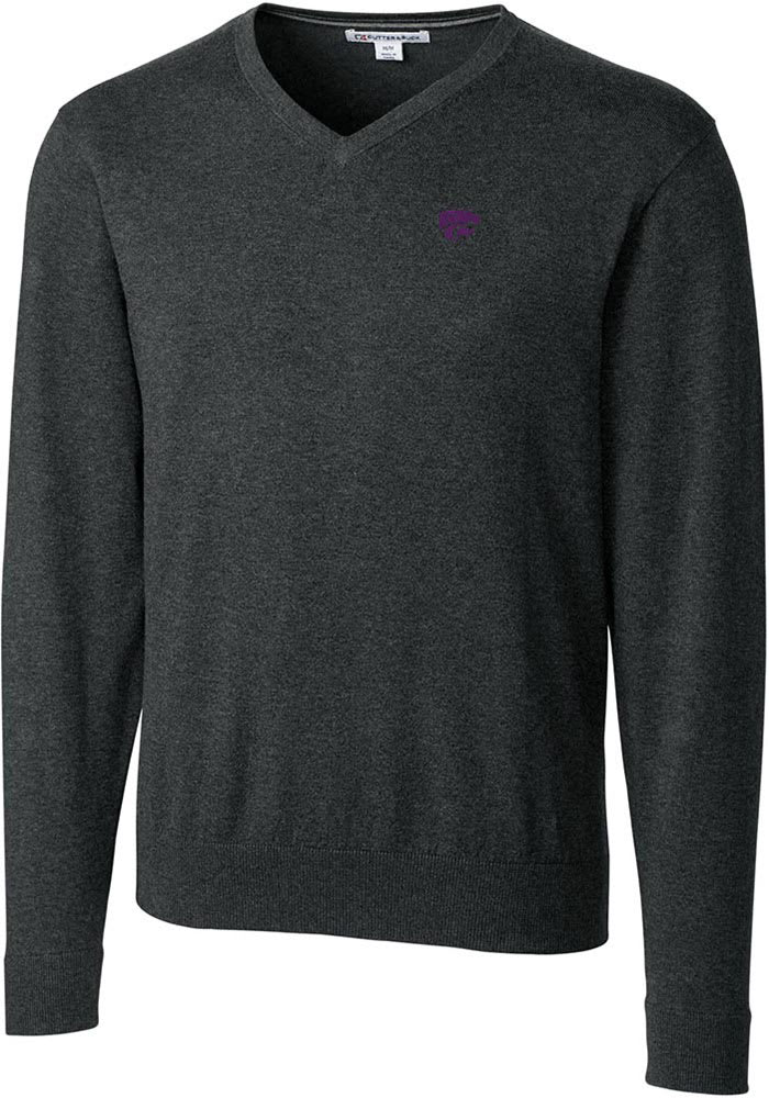 Cutter and Buck K-State Wildcats Mens Charcoal Lakemont Long Sleeve Sweater