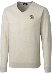 Cutter and Buck LSU Tigers Mens Oatmeal Lakemont Long Sleeve Sweater