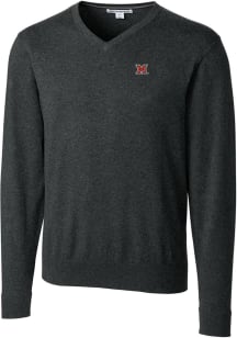Cutter and Buck Miami RedHawks Mens Charcoal Lakemont Long Sleeve Sweater