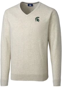 Cutter and Buck Michigan State Spartans Mens Oatmeal Lakemont Long Sleeve Sweater