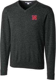 Cutter and Buck Nebraska Cornhuskers Mens Charcoal Lakemont Long Sleeve Sweater