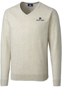 Cutter and Buck Notre Dame Fighting Irish Mens Oatmeal Lakemont Long Sleeve Sweater