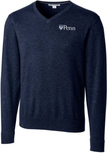 Cutter and Buck Pennsylvania Quakers Mens Navy Blue Lakemont Long Sleeve Sweater