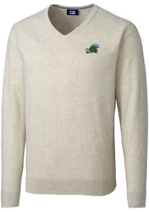 Cutter and Buck Tulane Green Wave Mens Oatmeal Lakemont Long Sleeve Sweater