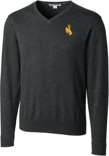 Cutter and Buck Wyoming Cowboys Mens Charcoal Lakemont Long Sleeve Sweater