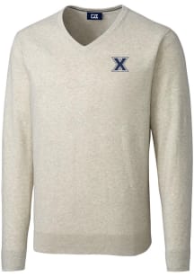 Cutter and Buck Xavier Musketeers Mens Oatmeal Lakemont Long Sleeve Sweater