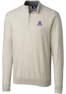 Cutter and Buck Arizona Wildcats Mens Oatmeal Lakemont Long Sleeve 1/4 Zip Pullover