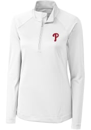 Cutter and Buck Phillies Womens White Evolve 1/4 Zip Pullover