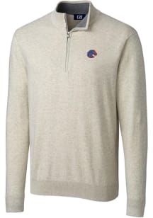 Cutter and Buck Boise State Broncos Mens Oatmeal Lakemont Long Sleeve 1/4 Zip Pullover