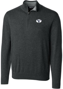 Cutter and Buck BYU Cougars Mens Charcoal Lakemont Long Sleeve 1/4 Zip Pullover