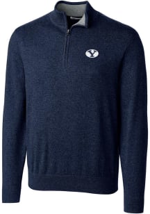 Cutter and Buck BYU Cougars Mens Navy Blue Lakemont Long Sleeve 1/4 Zip Pullover