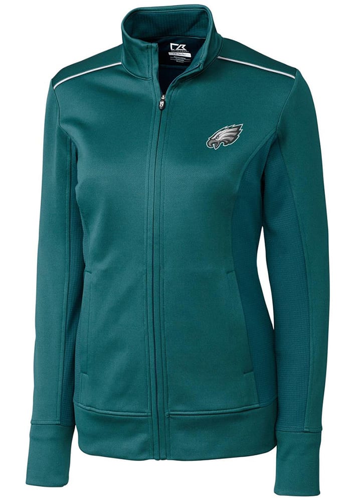 Cutter and Buck Philadelphia Eagles Womens Midnight Green Ridge Long Sleeve Full Zip Jacket