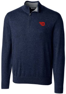 Cutter and Buck Dayton Flyers Mens Navy Blue Lakemont Long Sleeve 1/4 Zip Pullover