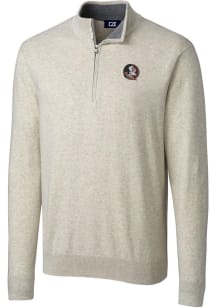 Cutter and Buck Florida State Seminoles Mens Oatmeal Lakemont Long Sleeve 1/4 Zip Pullover