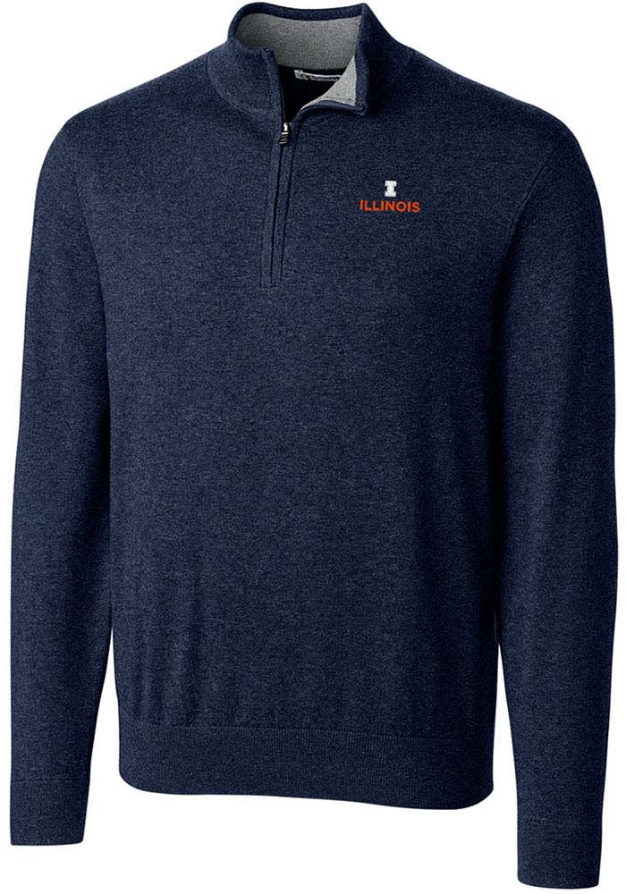 Cutter and Buck Illinois Fighting Illini Mens Navy Blue Lakemont Long Sleeve 1/4 Zip Pullover