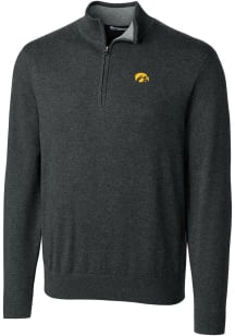 Cutter and Buck Iowa Hawkeyes Mens Charcoal Lakemont Long Sleeve 1/4 Zip Pullover
