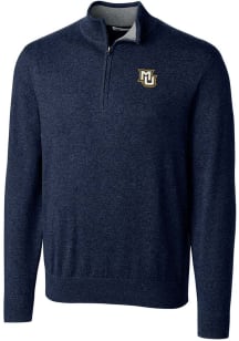 Cutter and Buck Marquette Golden Eagles Mens Navy Blue Lakemont Long Sleeve 1/4 Zip Pullover