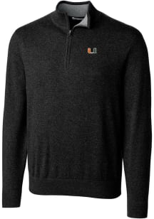 Cutter and Buck Miami Hurricanes Mens Black Lakemont Long Sleeve 1/4 Zip Pullover
