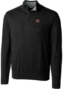 Cutter and Buck Miami RedHawks Mens Black Lakemont Long Sleeve 1/4 Zip Pullover