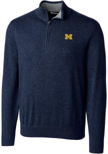 Cutter and Buck Michigan Wolverines Mens Navy Blue Lakemont Long Sleeve 1/4 Zip Pullover