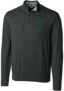 Cutter and Buck North Texas Mean Green Mens Charcoal Lakemont Long Sleeve 1/4 Zip Pullover