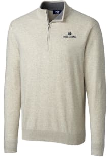 Cutter and Buck Notre Dame Fighting Irish Mens Oatmeal Lakemont Long Sleeve 1/4 Zip Pullover