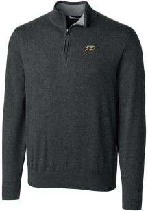 Cutter and Buck Purdue Boilermakers Mens Charcoal Lakemont Long Sleeve 1/4 Zip Pullover