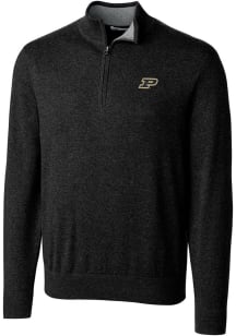 Cutter and Buck Purdue Boilermakers Mens Black Lakemont Long Sleeve 1/4 Zip Pullover