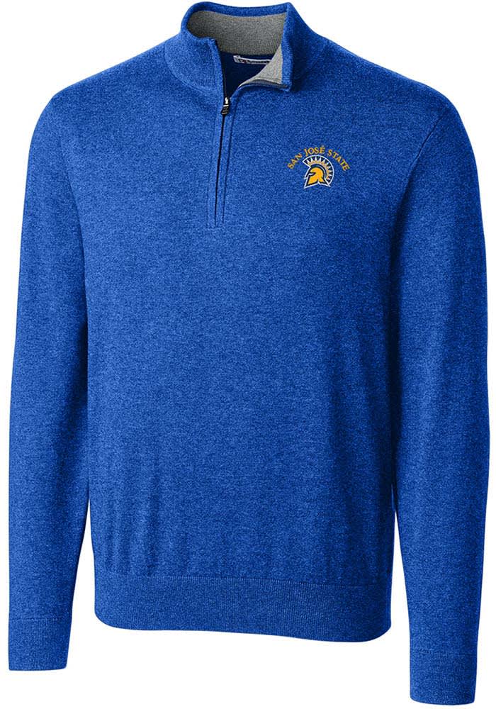 Cutter and Buck San Jose State Spartans Mens Blue Lakemont Long Sleeve 1/4 Zip Pullover