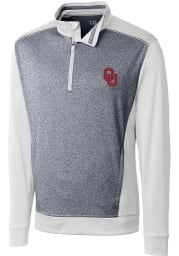 Cutter and Buck Oklahoma Sooners Mens White Replay Long Sleeve 1/4 Zip Pullover