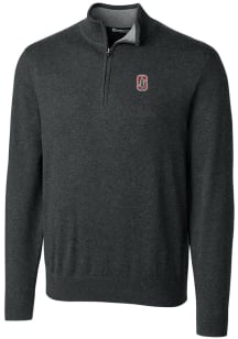 Cutter and Buck Stanford Cardinal Mens Charcoal Lakemont Long Sleeve 1/4 Zip Pullover