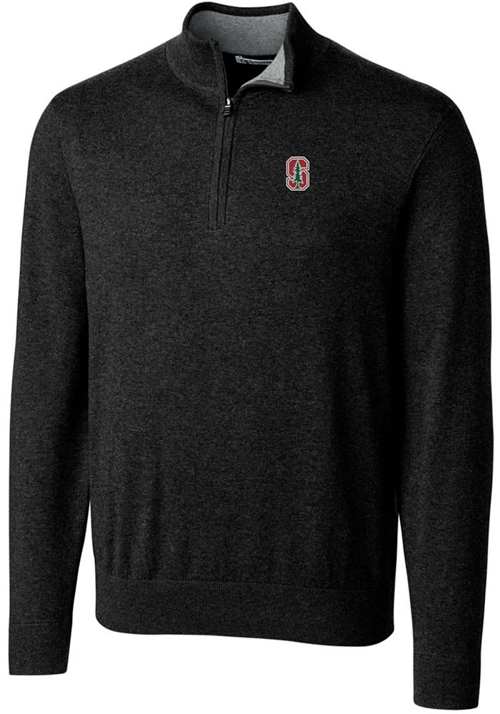 Cutter and Buck Stanford Cardinal Mens Black Lakemont Long Sleeve 1/4 Zip Pullover