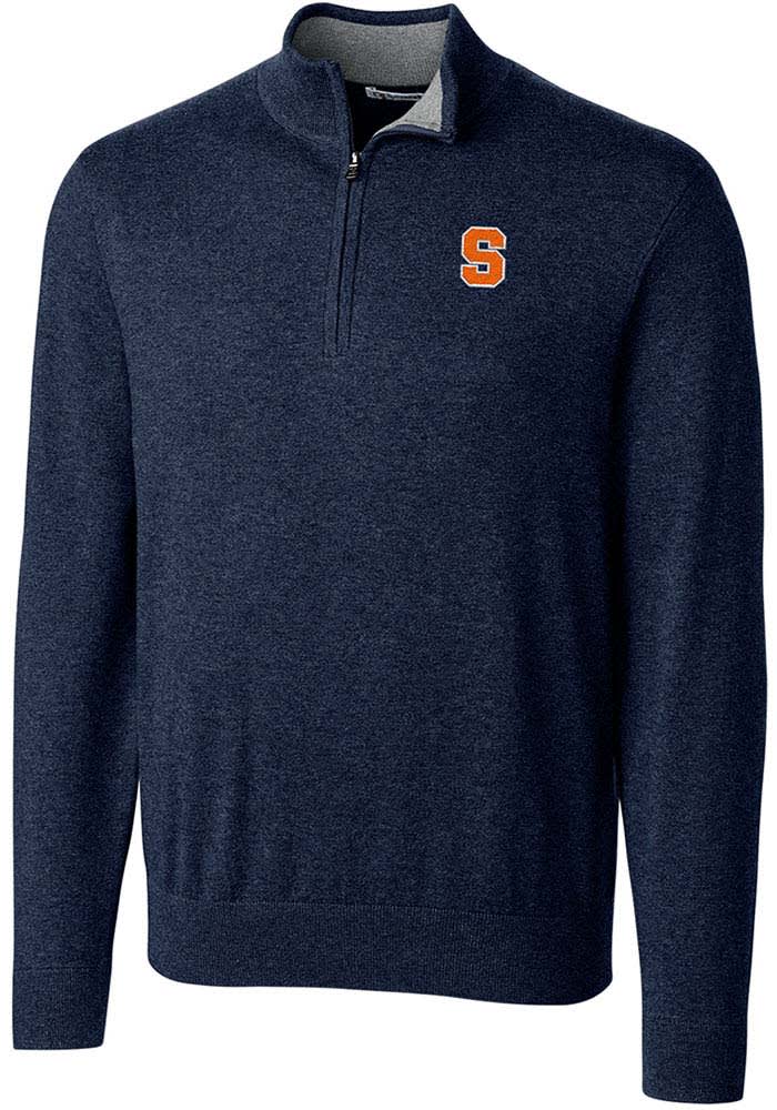 Cutter and Buck Syracuse Orange Mens Navy Blue Lakemont Long Sleeve 1/4 Zip Pullover