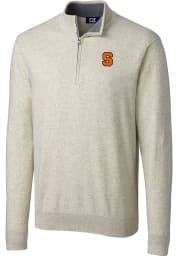 Cutter and Buck Syracuse Orange Mens Oatmeal Lakemont Long Sleeve 1/4 Zip Pullover