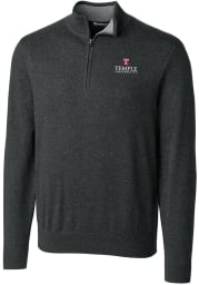 Cutter and Buck Temple Owls Mens Charcoal Lakemont Long Sleeve 1/4 Zip Pullover