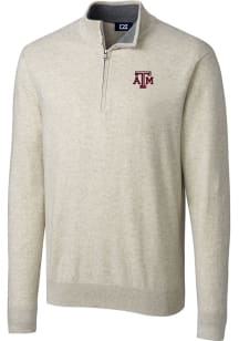 Cutter and Buck Texas A&amp;M Aggies Mens Oatmeal Lakemont Long Sleeve 1/4 Zip Pullover