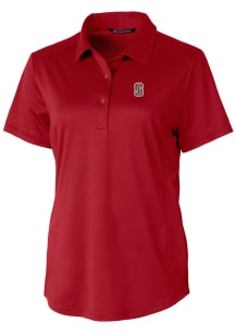 Cutter and Buck Stanford Cardinal Womens Red Prospect Textured Short Sleeve Polo Shirt