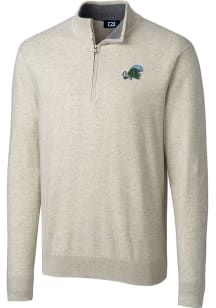 Cutter and Buck Tulane Green Wave Mens Oatmeal Lakemont Long Sleeve 1/4 Zip Pullover