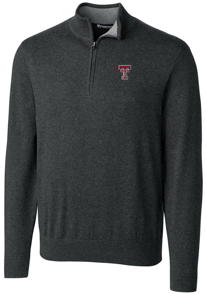 Cutter and Buck Texas Tech Red Raiders Mens Charcoal Lakemont Long Sleeve 1/4 Zip Pullover