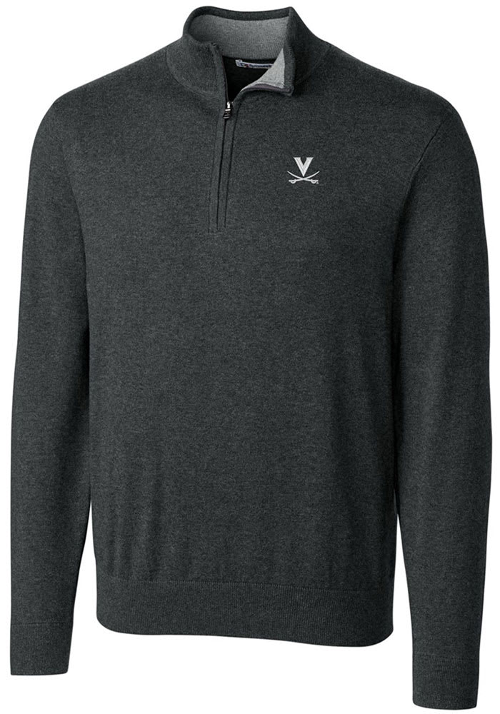 Cutter and Buck Virginia Cavaliers Mens Charcoal Lakemont Long Sleeve 1/4 Zip Pullover